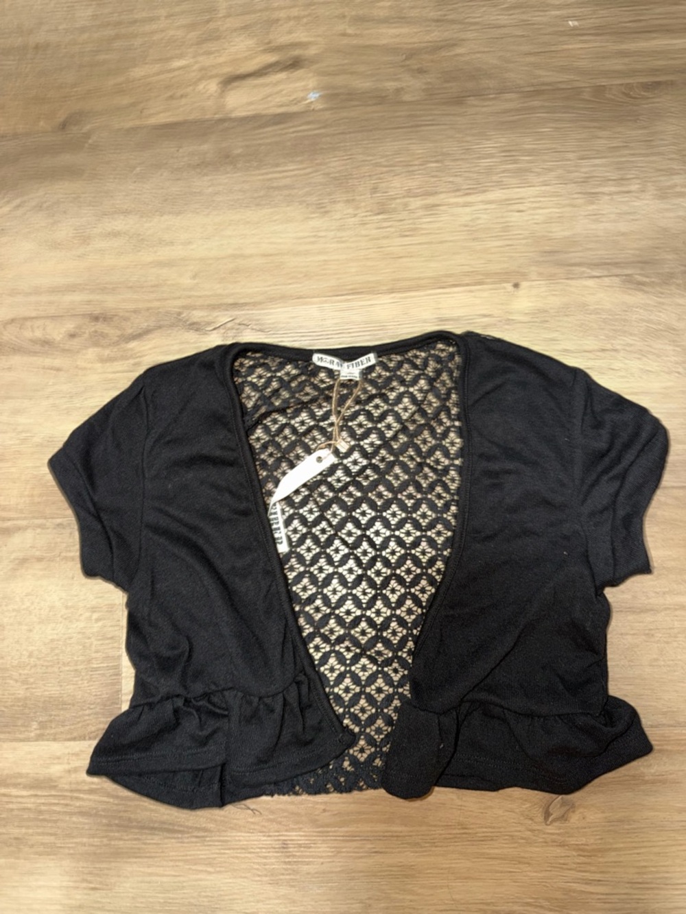 Moral Fiber Black Cropped Lace-Back Cardigan